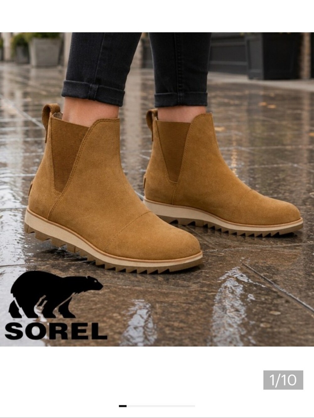 Sorel Women's Harlow Chelsea Boots Size 9 sandy tan suede